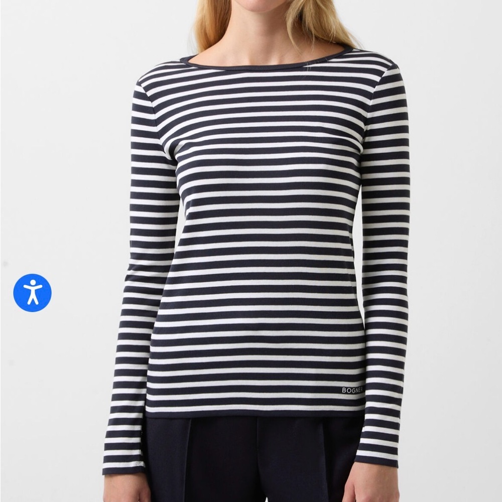 Bogner Louana Navy and White Striped Long Sleeve Top